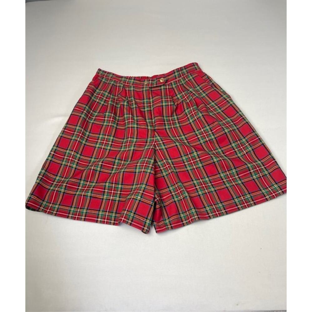The Villager Red Plaid Bermuda Shorts 10 Vintage Preppy Tartan Academia Coastal